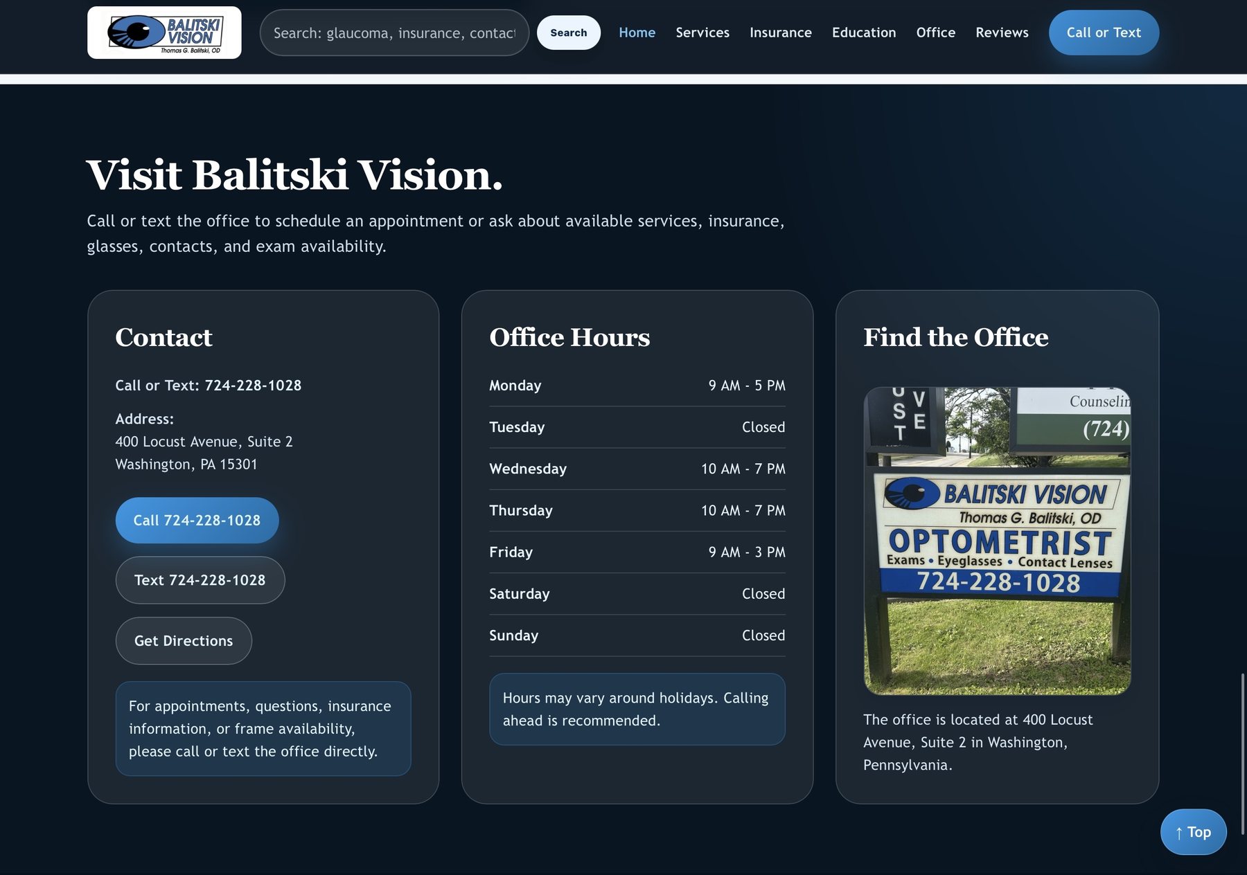 Office Contact Page