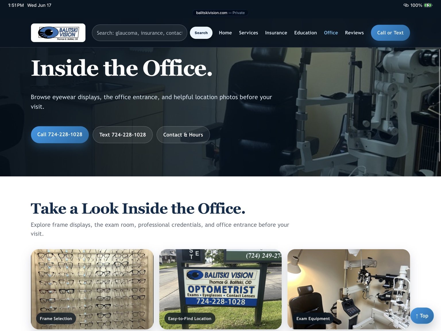 Eye Care Office Page